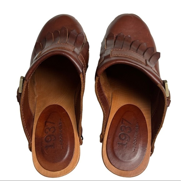Madewell “1937 Footwear” Brown Leather Tassels Chunky Clog boho heels Size 7 - Picture 6 of 10